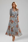 Floral V-Neck Midi Dress