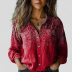 Gradient Button-Up Blouse