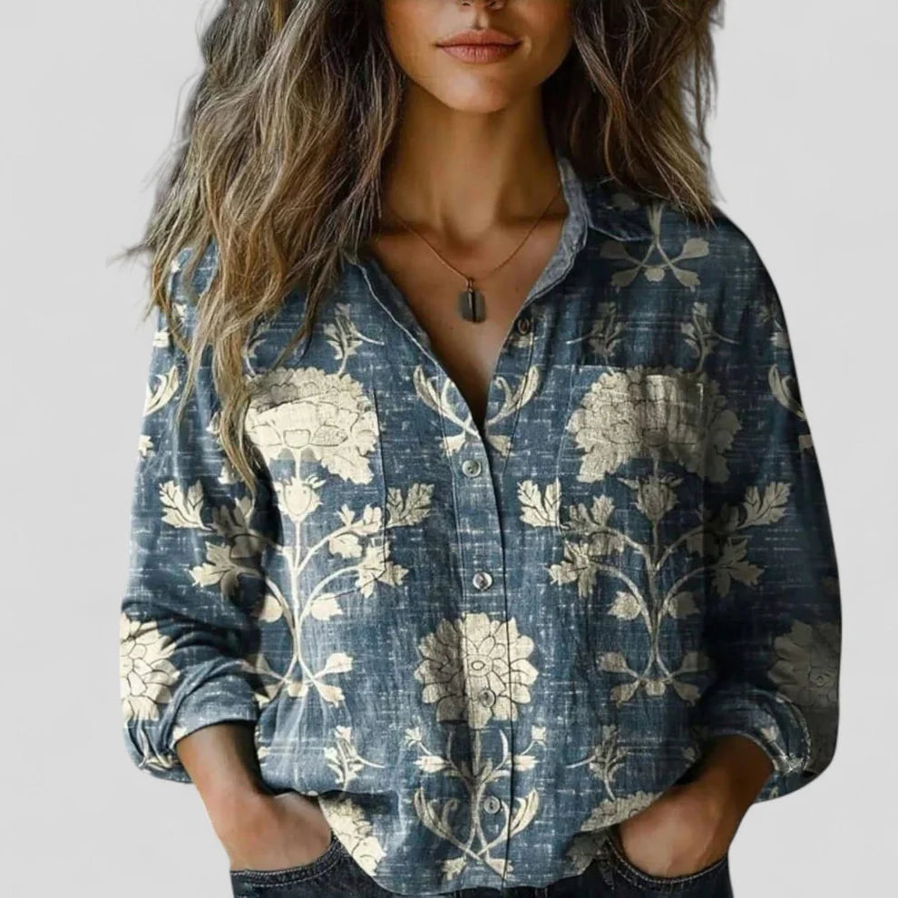 Gradient Button-Up Blouse