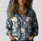 Gradient Button-Up Blouse
