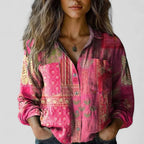 Gradient Button-Up Blouse