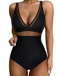 Ruched V-Neck One-Piece Swimsuit