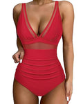 Ruched V-Neck One-Piece Swimsuit