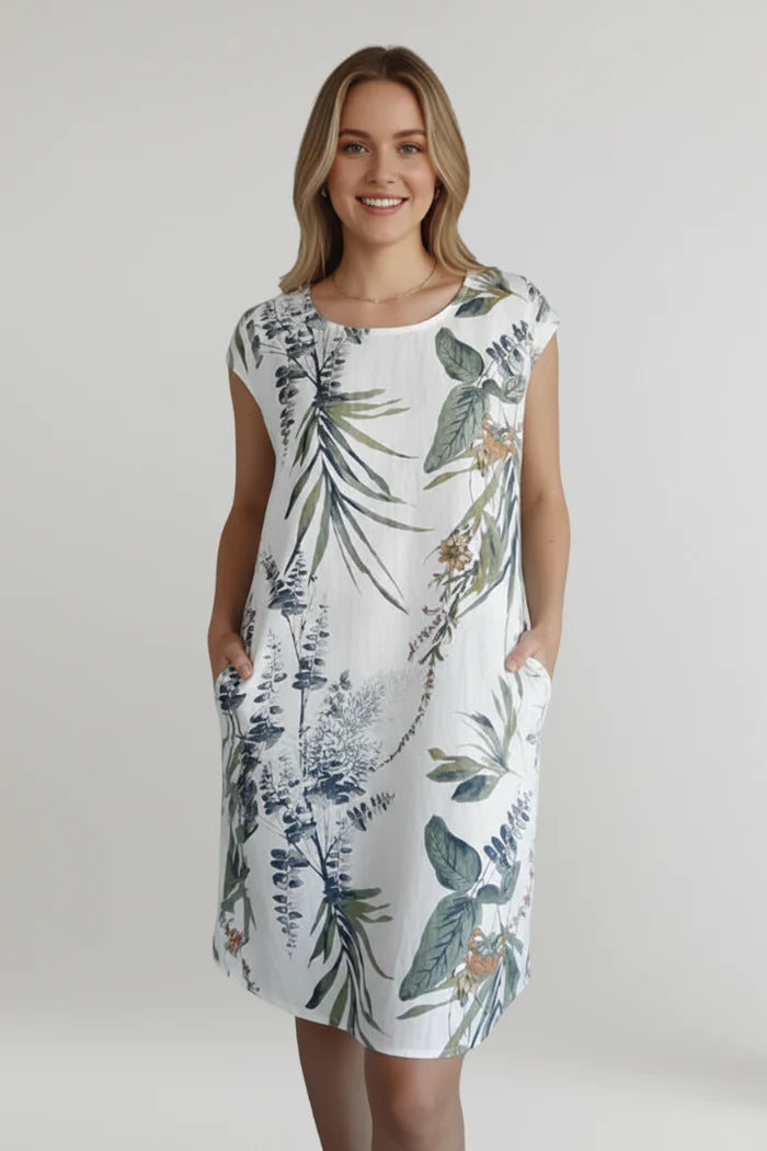 Printed Pocket Knee-Length Dress
