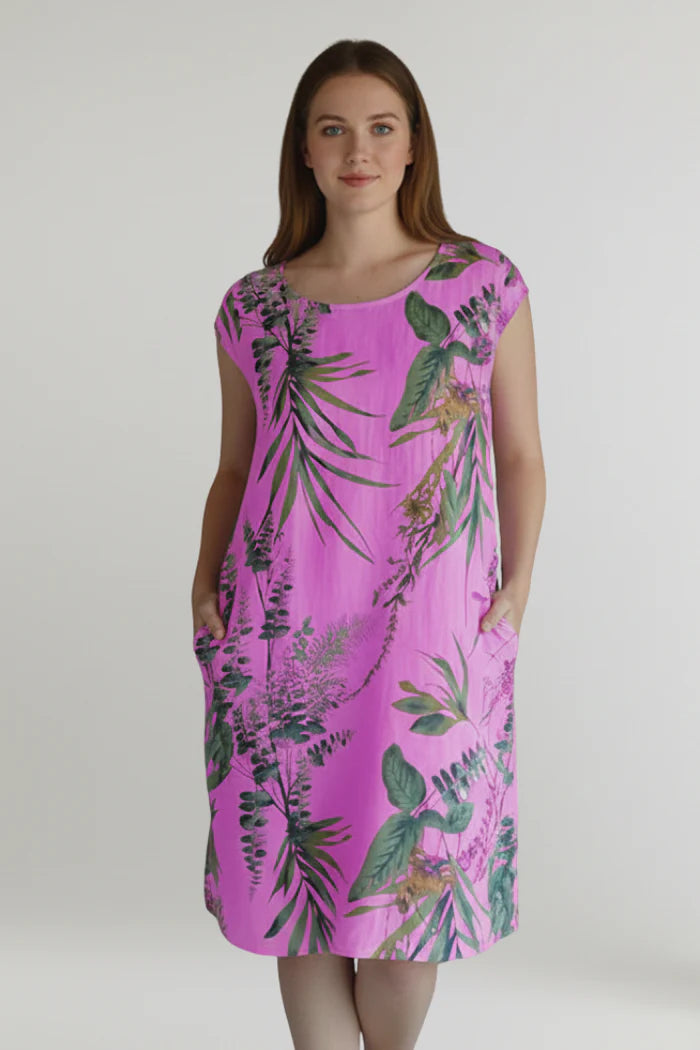 Printed Pocket Knee-Length Dress
