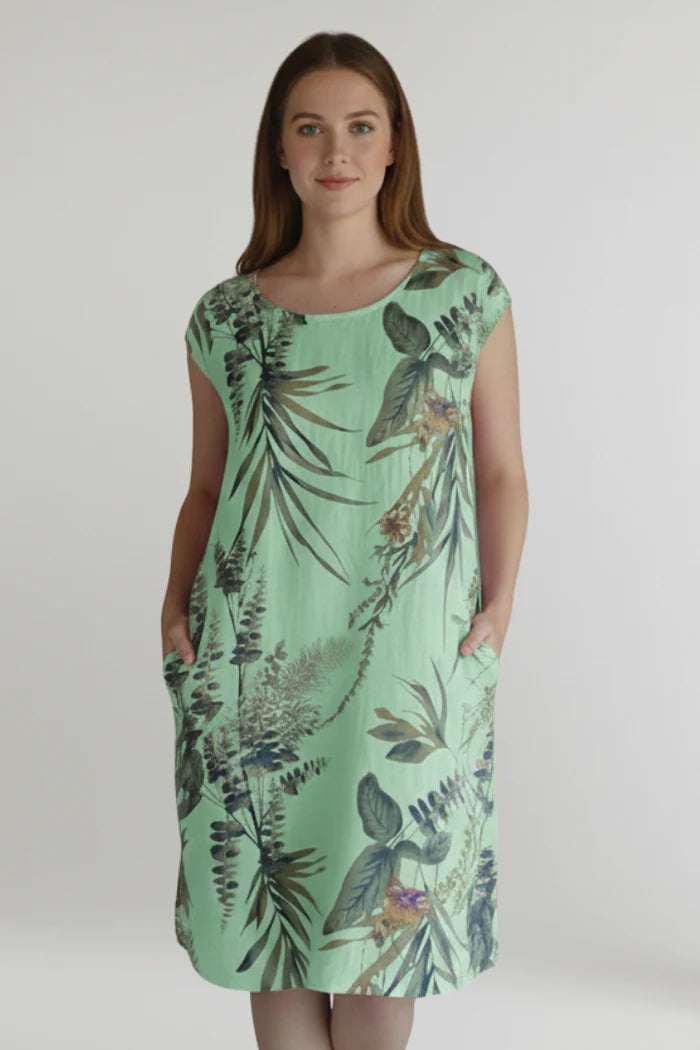Printed Pocket Knee-Length Dress