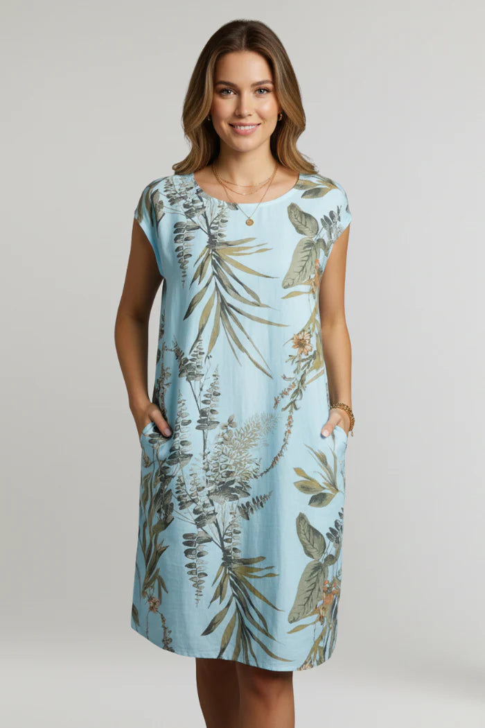 Printed Pocket Knee-Length Dress