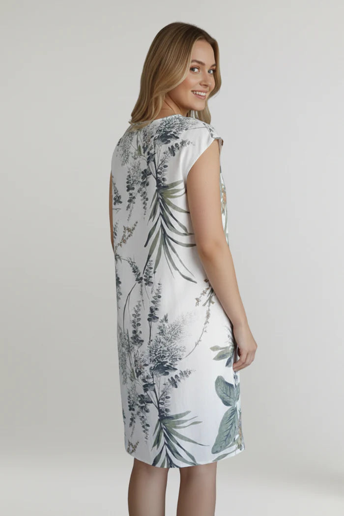 Printed Pocket Knee-Length Dress