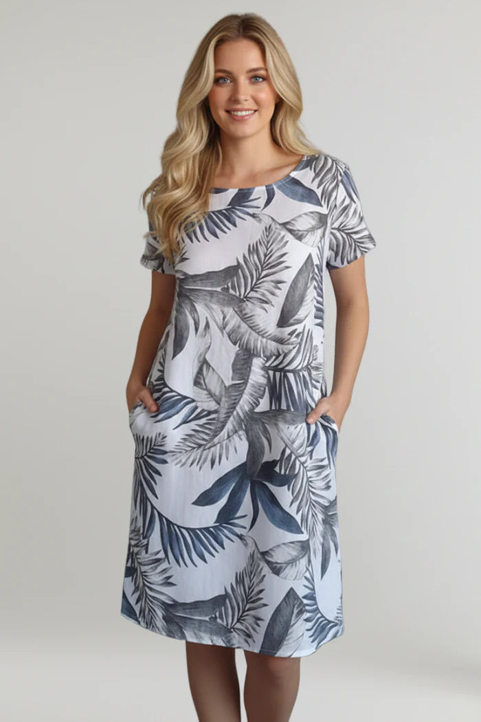 Printed Pocket Knee-Length Dress