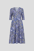 Printed V-Neck Midi Dress