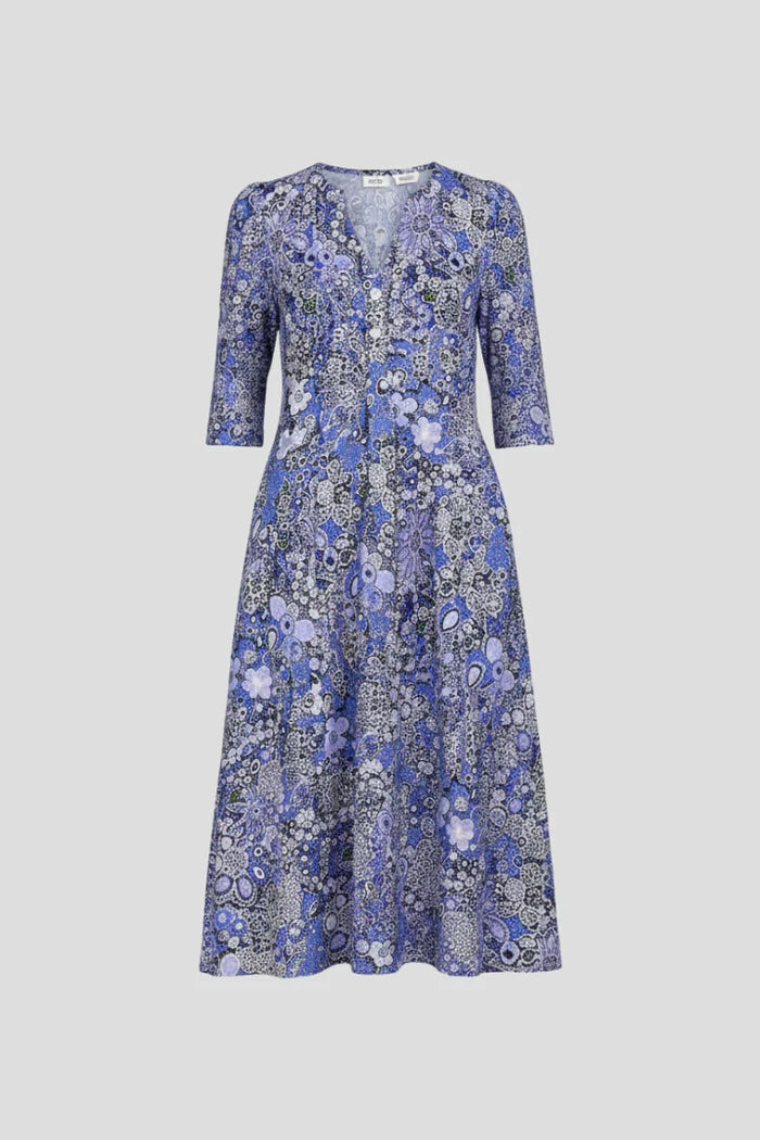 Printed V-Neck Midi Dress