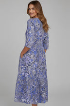 Printed V-Neck Midi Dress