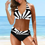 Geometric Halter High-Waisted Bikini