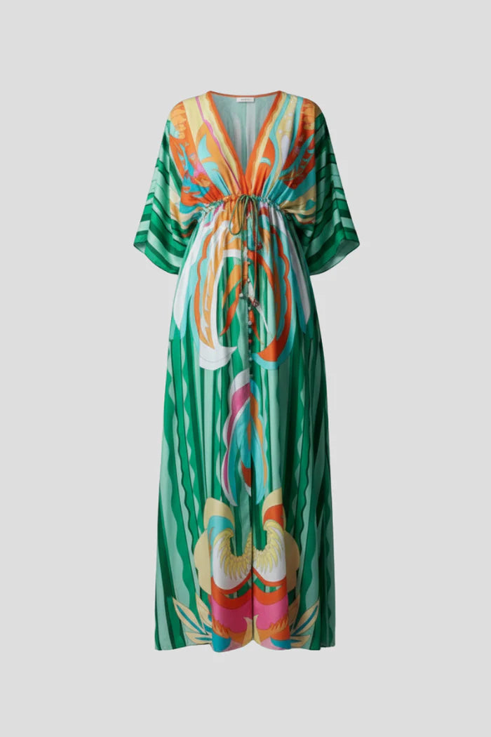 Printed Tie Waist Maxi Dress