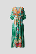Printed Tie Waist Maxi Dress