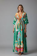 Printed Tie Waist Maxi Dress