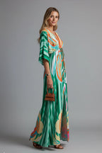 Printed Tie Waist Maxi Dress