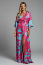 Printed Tie Waist Maxi Dress